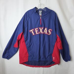 Majestic Texas Rangers Pullover Windbreaker Cool Base L Embroidered Logo Basebal
